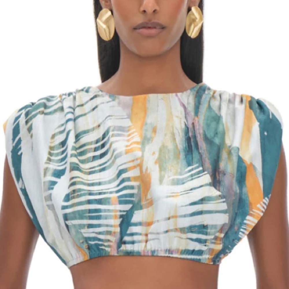 🆕Andrea Iyamah Halima Abstract Bark Cropped Top Sz Xs and S